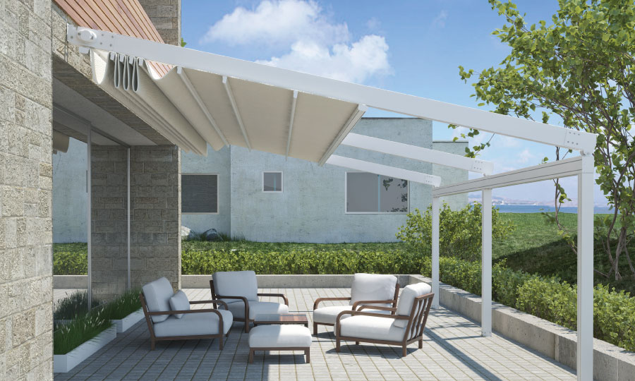 RETRACTABLE PERGOLA ROOF SYSTEMS- RETRACTABLE AWNING