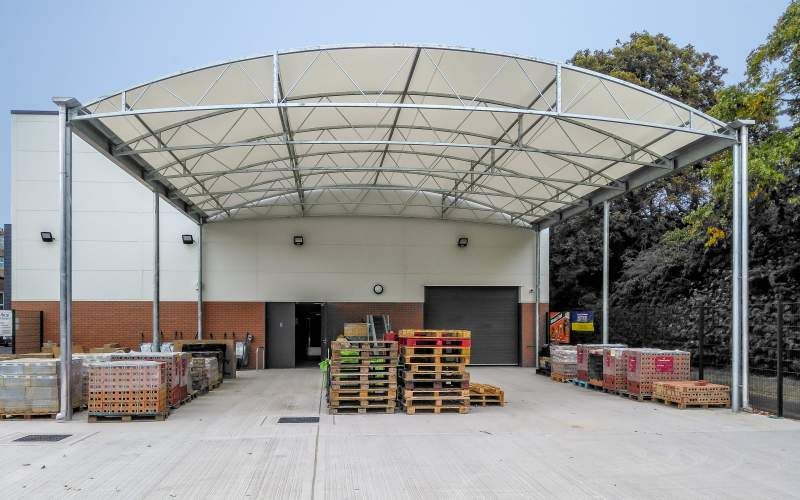 METAL CANOPY-FACTORY SHADE CANOPY COVER-WAREHOUSE CANOPY-INDUSTRIAL CANOPY SHADE-STORAGE AREA SHADE COVER-LOADING BAY CANOPY-OFFLOADING AREA SHADE