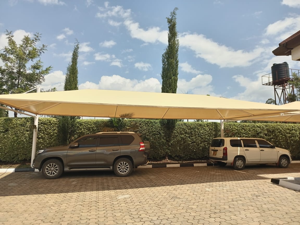 Modern Carport Installers in Kenya-Curved Design Car Shade-Waterproof Green Shade Net Canopy-Vehicle Parking Shade-Luxury Outdoor Shade-Parking Tent-Garage