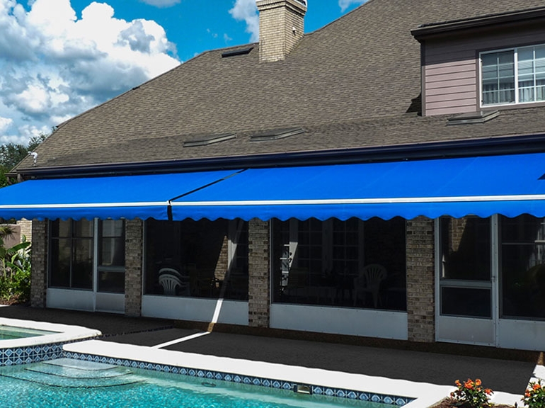 BLUE RETRACTABLE AWNING SBF INTERIORS AND OUTDOOR SOLUTIONS LIMITED
