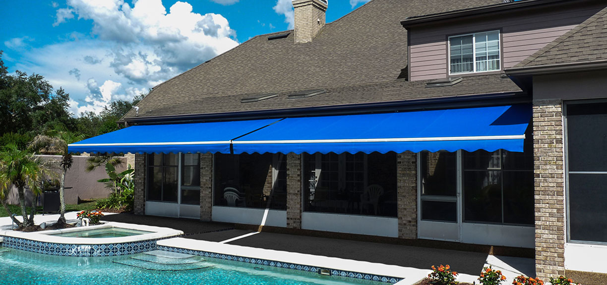 BLUE RETRACTABLE AWNING SBF INTERIORS AND OUTDOOR SOLUTIONS LIMITED