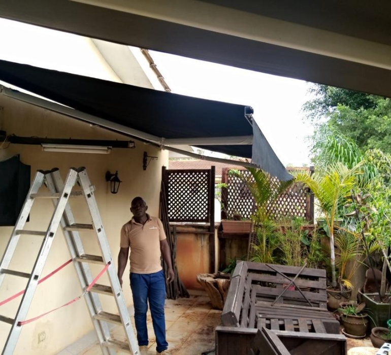 DARK GREY FOLDING ARM AWNING