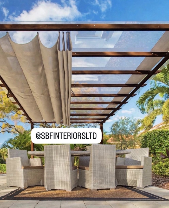 SBF GLASS PERGOLA WITH A CANVAS COVER UNDERNEATH
