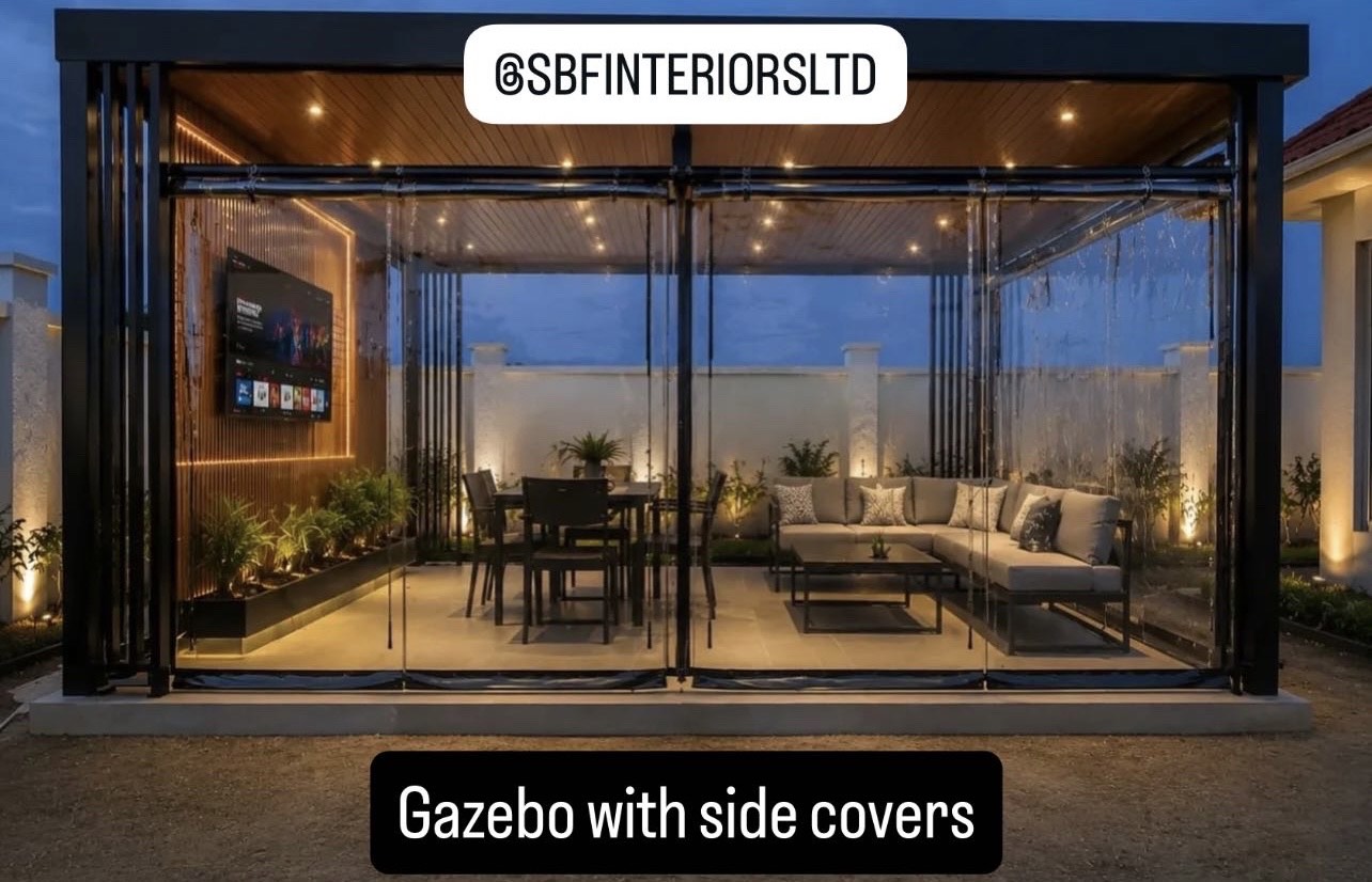 SBF MODERN GARDEN GAZEBO WITH SIDE COVERS 1